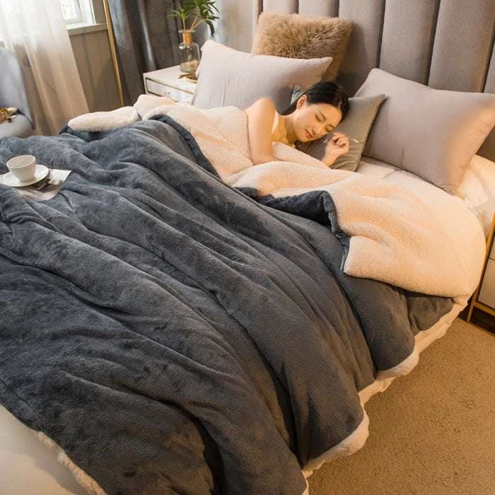 Plaid invernale doppio lato – Morbido effetto lana per letto