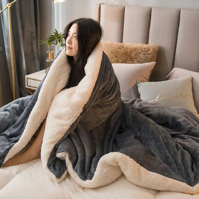 Plaid invernale doppio lato – Morbido effetto lana per letto