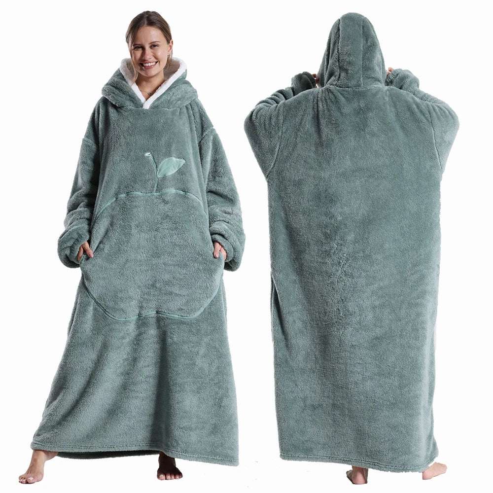 Plaid con maniche e cappuccio in flanella – Morbidezza invernale extra lunga