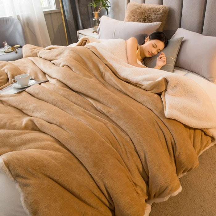 Plaid invernale doppio lato – Morbido effetto lana per letto