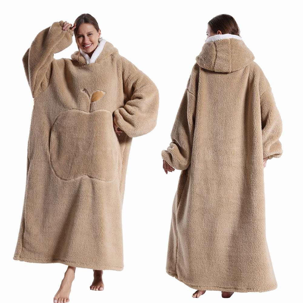 Plaid con maniche e cappuccio in flanella – Morbidezza invernale extra lunga