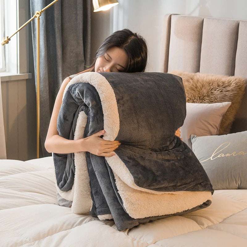Plaid invernale doppio lato – Morbido effetto lana per letto