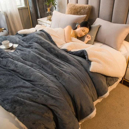 Plaid invernale doppio lato – Morbido effetto lana per letto